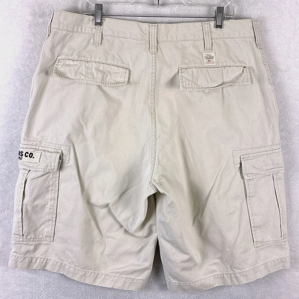 VTG Polo Jeans Co Ralph Lauren Cargo Shorts Men 36 (38) Khaki Skate Baggy Y2K